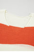 Orange Stripe Loose Color Block Drop Shoulder Bubble Sleeve Sweater