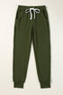 Moss Green Drawstring Elastic Waistband Pocketed Joggers