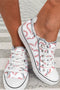 White Baseball Seam Printed Frayed Canvas Shoes