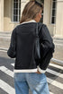 Black Faux Fur Contrast Trim Leather Jacket