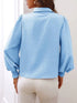 Fashion Solid Lapel Lantern Sleeve Blouse
