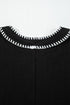 Black Contrast Stitched V Neck 3/4 Sleeve Tiered Mini Dress
