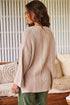 Jet Stream Cable Knit V Neck Side Slits Baggy Sweater