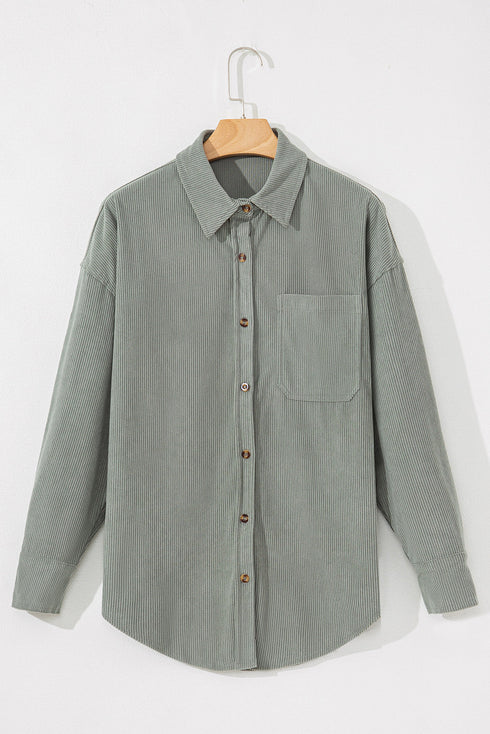 Gray Corduroy Button Pocket Shirt