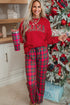 Red Plaid Mama Graphic Christmas Holiday Crewneck Pullover and Pants Two Piece Lounge Set