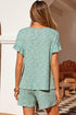 Moonlight Jade Heather Textured Ruffle Sleeve Top and Drawstring Shorts Set
