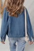 Blue Double Flap Pocket Denim Textured Button Down Jacket