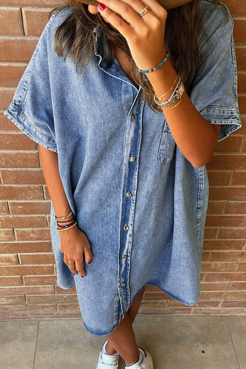 retro-short-sleeve-denim-long-dress