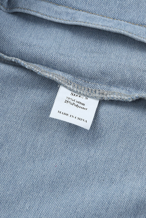 leopard-print-color-block-long-sleeve-lapel-denim-jacket