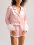 Feather Detachable Long Sleeve Shorts Set Pajamas
