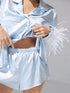 Feather Detachable Long Sleeve Shorts Set Pajamas