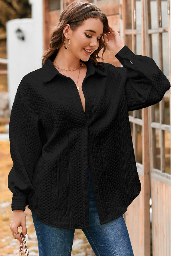 cable texture shacket