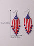 Fiery Red American Flag Beaded Fringed Hook Earrings