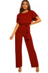 Fiery Red Chic Belted Wide Leg Jumpsuit