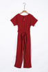 Fiery Red Chic Belted Wide Leg Jumpsuit