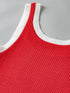 Fiery Red Ribbed Knit Tank Top with Colorblock Detail