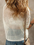 Fishnet Mesh Detail Ribbed Round Neck Short Sleeve Sweater Top