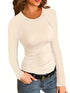 Fitted Crew Neck Top with Long Sleeves and Ribbed Texture