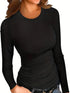 Fitted Crew Neck Top with Long Sleeves and Ribbed Texture