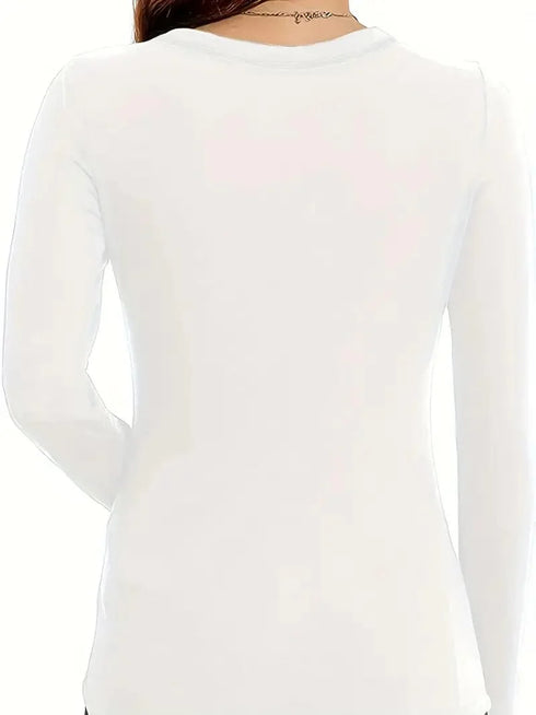 Fitted Crew Neck Top with Long Sleeves and Ribbed Texture
