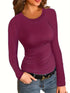 Fitted Crew Neck Top with Long Sleeves and Ribbed Texture