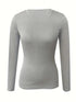 Fitted Crew Neck Top with Long Sleeves and Ribbed Texture