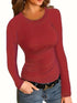 Fitted Crew Neck Top with Long Sleeves and Ribbed Texture