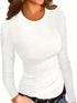 Fitted Crew Neck Top with Long Sleeves and Ribbed Texture
