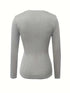 Fitted Crew Neck Top with Long Sleeves and Ribbed Texture