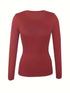 Fitted Crew Neck Top with Long Sleeves and Ribbed Texture