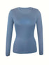 Fitted Crew Neck Top with Long Sleeves and Ribbed Texture