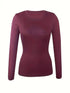 Fitted Crew Neck Top with Long Sleeves and Ribbed Texture