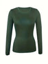Fitted Crew Neck Top with Long Sleeves and Ribbed Texture