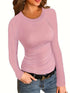 Fitted Crew Neck Top with Long Sleeves and Ribbed Texture