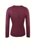 Fitted Crew Neck Top with Long Sleeves and Ribbed Texture