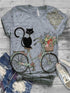 Floral Cat Print Women's T-shirt