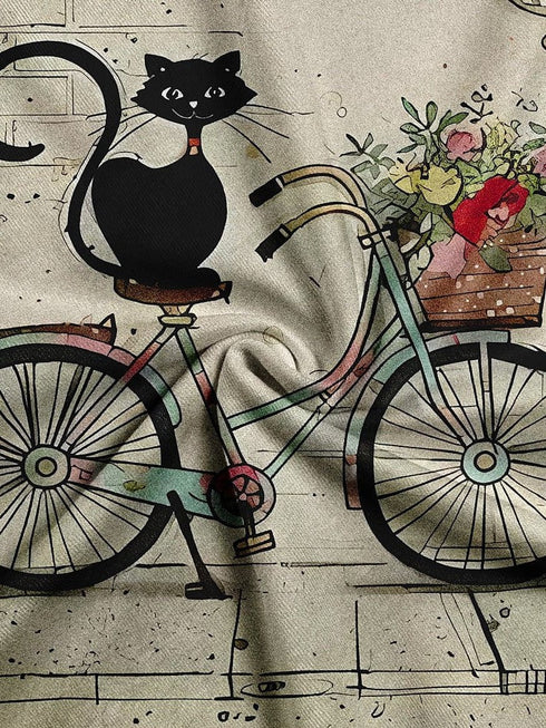 Floral Cat Print Women's T-shirt