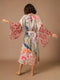 Floral Peacock Print Long Sleeve Loose Swim Robe Beach Cover Up Coat