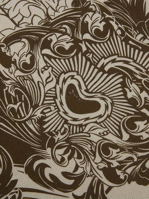 Floral Print Drawstring Zipper Pocket Loose Sports Hoodie