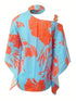 Floral Print Halter Batwing Sleeve Women's Blouse for Summer