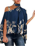 Floral Print Halter Batwing Sleeve Women's Blouse for Summer