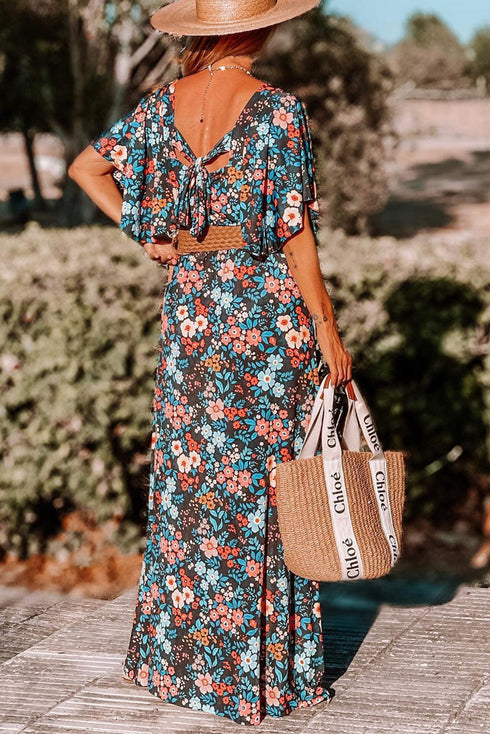 Floral Print One-shoulder Mopping Dress