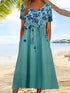 Floral Print Plus Size Dress with Short Sleeves and Pockets
