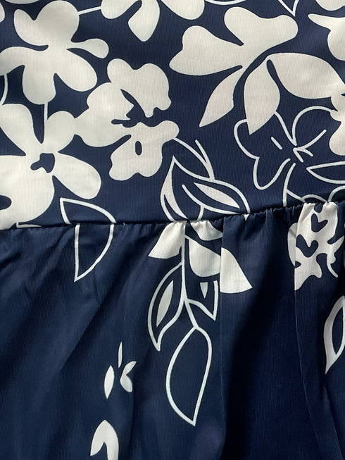 Floral Print Plus Size Dress with Short Sleeves and Pockets