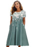 Floral Print Plus Size Dress with Short Sleeves and Pockets