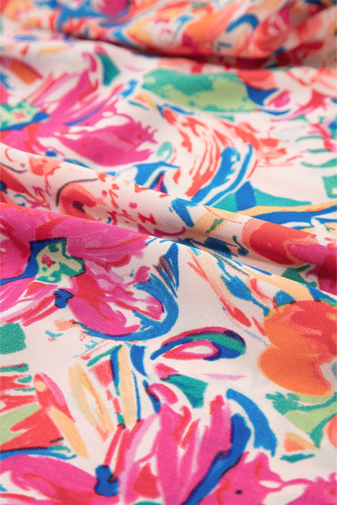 Floral Print Ruffle Sleeve V Neck Summer Top