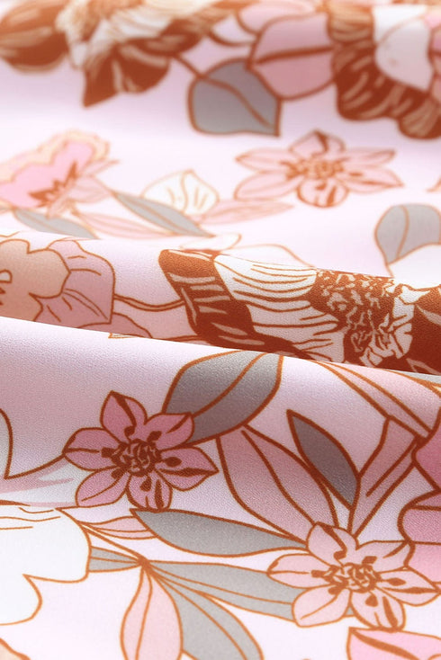 Floral Print Square Neck Mini Dress with Bow Back Detail