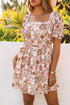 Floral Print Square Neck Mini Dress with Bow Back Detail