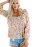 Floral Print Square Neck Puff Sleeve Babydoll Top