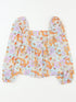 Floral Print Square Neck Puff Sleeve Babydoll Top